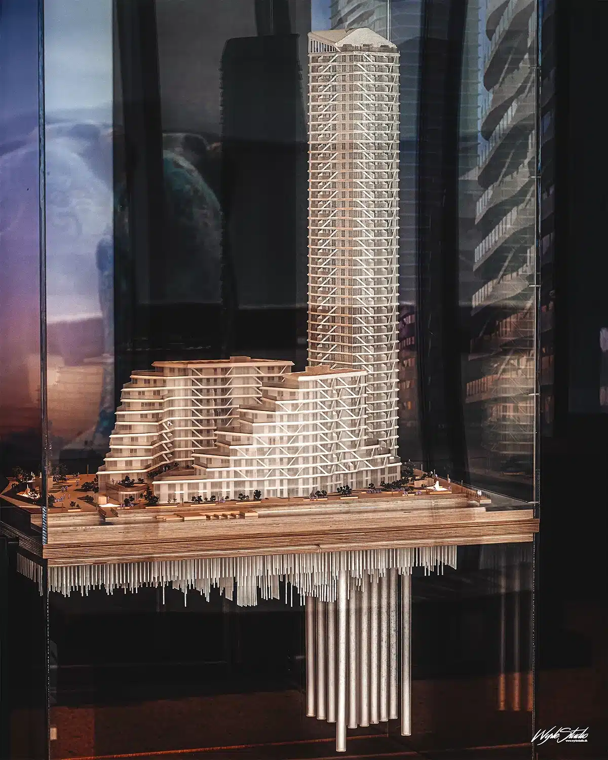 Arkitekturmodel af Lighthouse med detaljeret fundament